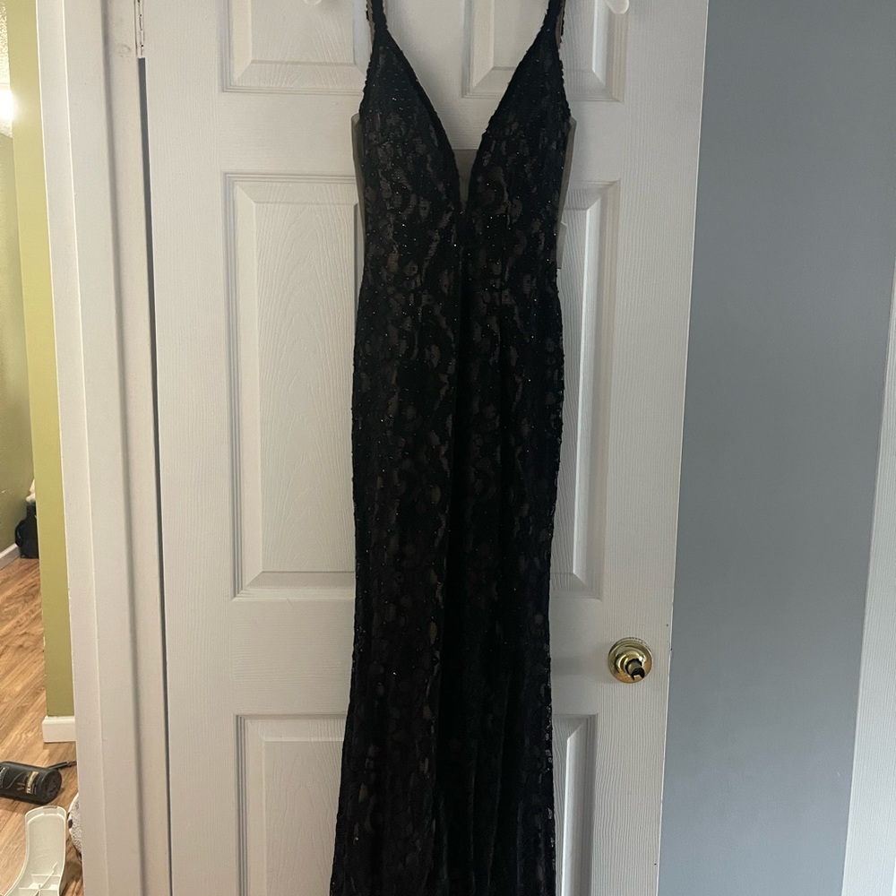 Black Spaghetti Strap All Over Lace